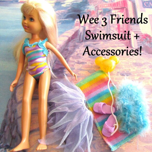 WEE 3 FRIENDS CLOTHES, SWIMSUIT, SANDALS, TOWEL, TUTU, BOA, BALLOON, SO CUTE! - Picture 1 of 5